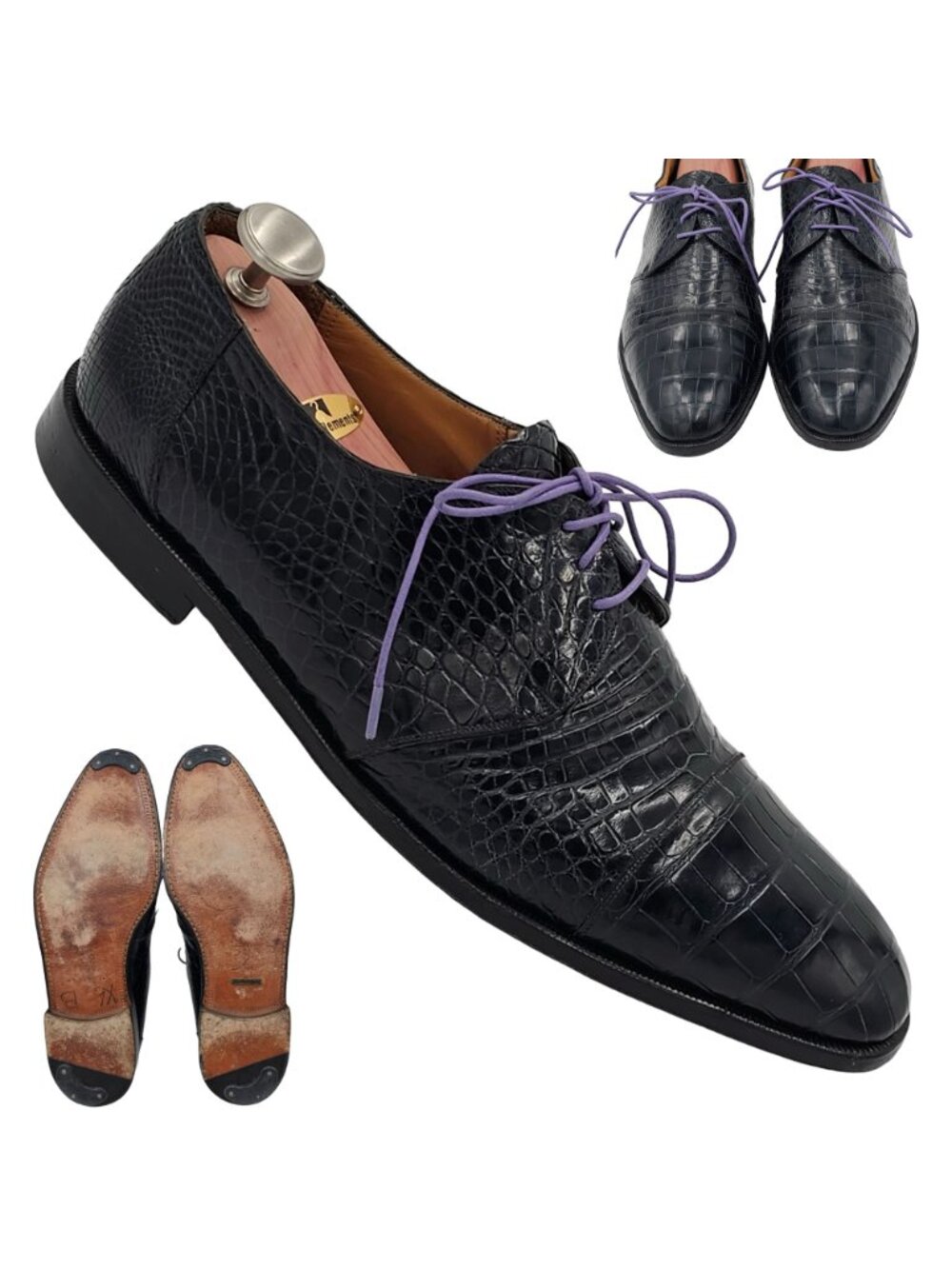 Vintage Exotic Full Alligator Men 15 Black Dress Shoes Paolo De Marco Oxfords - Picture 14 of 14